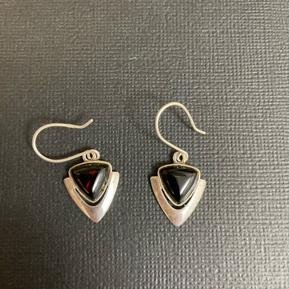 Amber and Sterling Silver Earrings - Picture 1 of 1